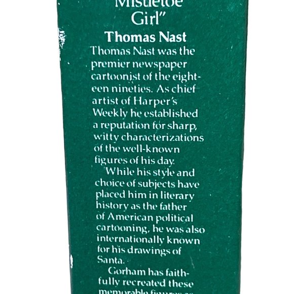 Gorham Porcelain "Mistletoe Girl" Thomas Nast Christmas Ornament - 3 1/4" Tall - Picture 9 of 11